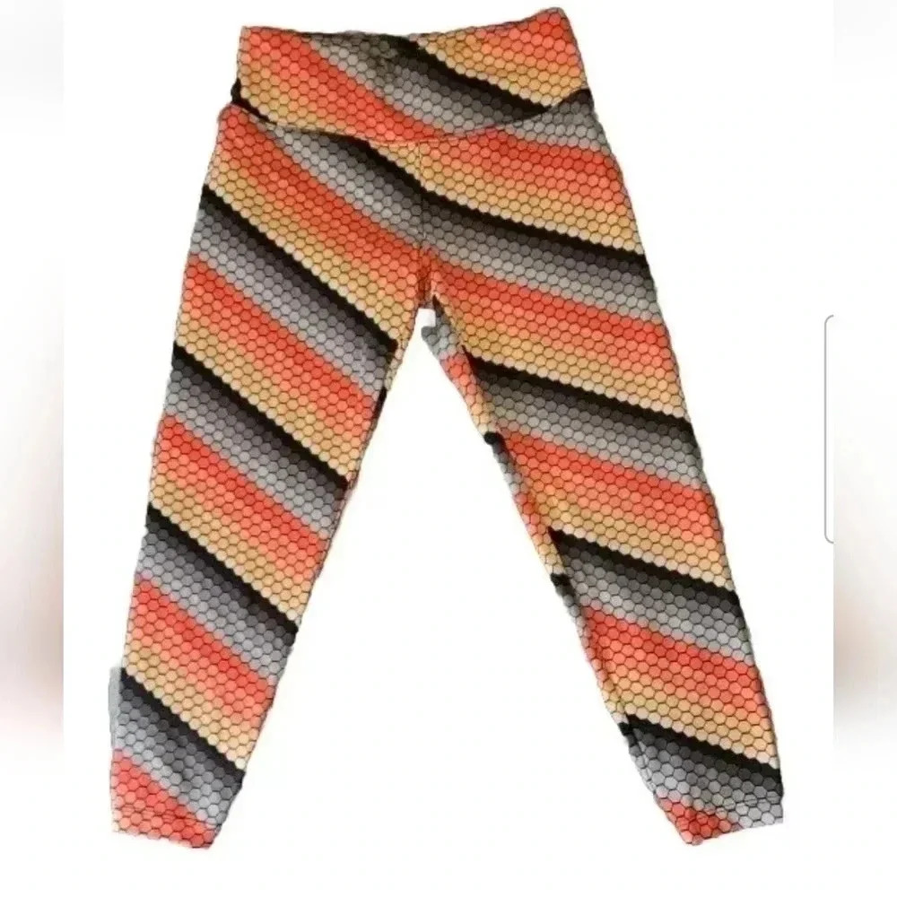 Calvin Klein Womens Performance Leggings Retro Honeycomb Sz XS Orange
